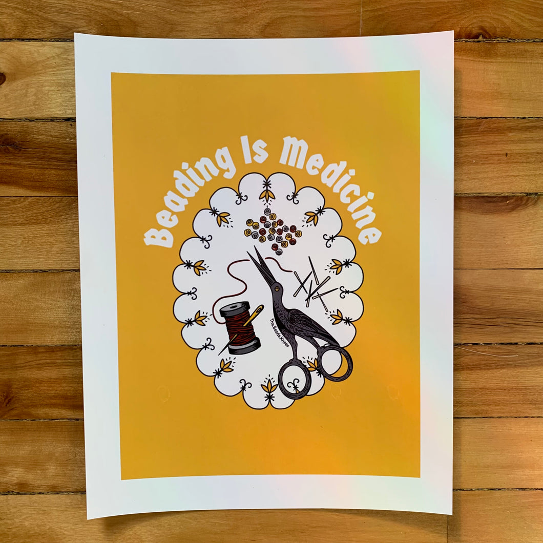 Beading is Medicine Print - Yellow
